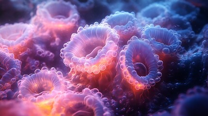 Obraz premium Microscopic Infection Glowing Cell Organism Digital Bacteria Particle Structure Medical Background photo