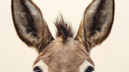 Naklejka premium Close-up portrait of a donkey's head and ears.