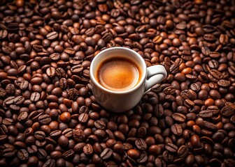 Fototapeta premium Espresso Cup Coffee Beans Top View