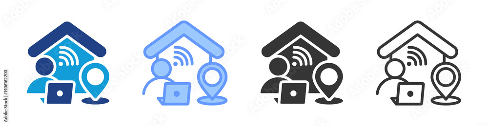 Poster Remote Position icon set multiple style collection