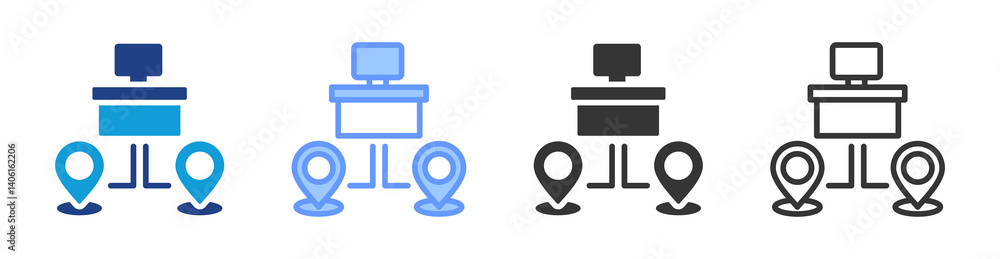 Poster flex office icon set multiple style collection
