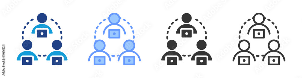 Poster remote collaboration icon set multiple style collection