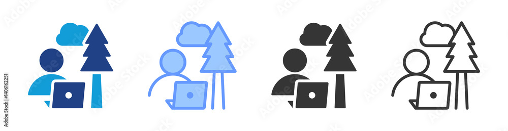 Aufkleber digital nomad icon set multiple style collection
