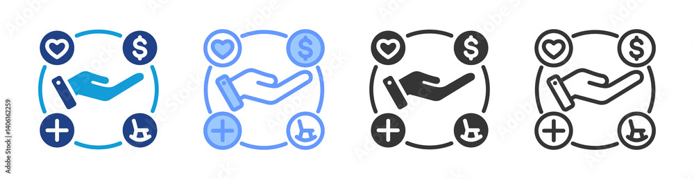 Poster Flexible Benefit icon set multiple style collection