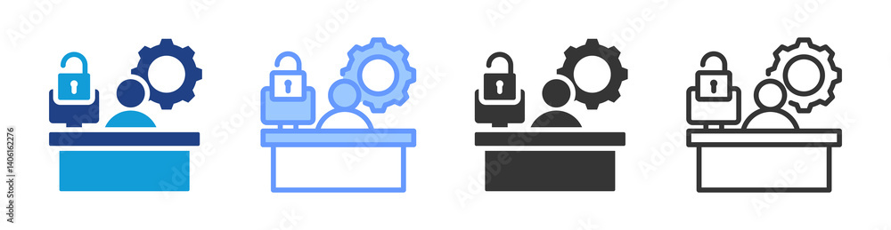 Poster Flexible Work Space icon set multiple style collection