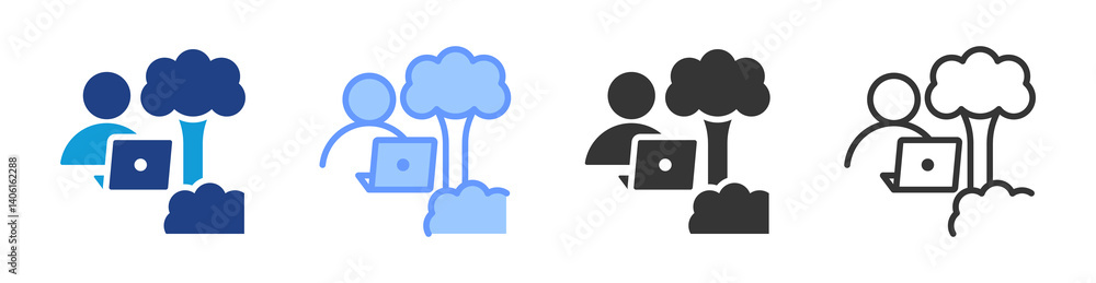 Poster Work From Anywhere icon set multiple style collection