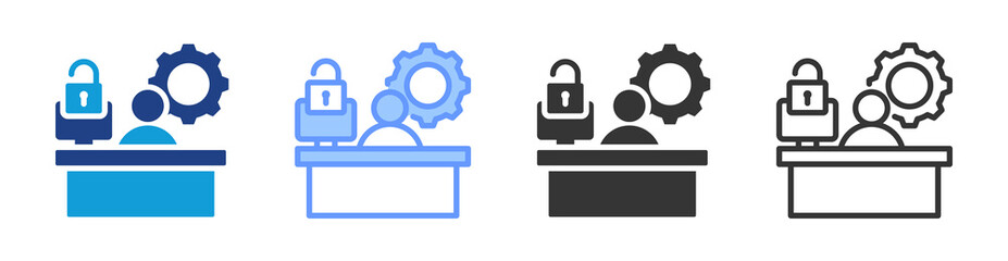 Flexible Work Space icon set multiple style collection