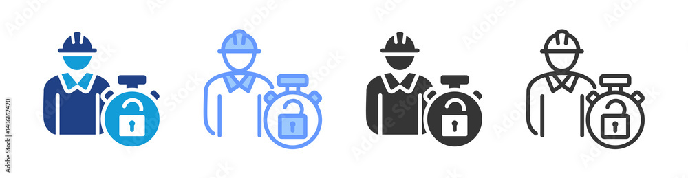 Poster Flex Worker icon set multiple style collection