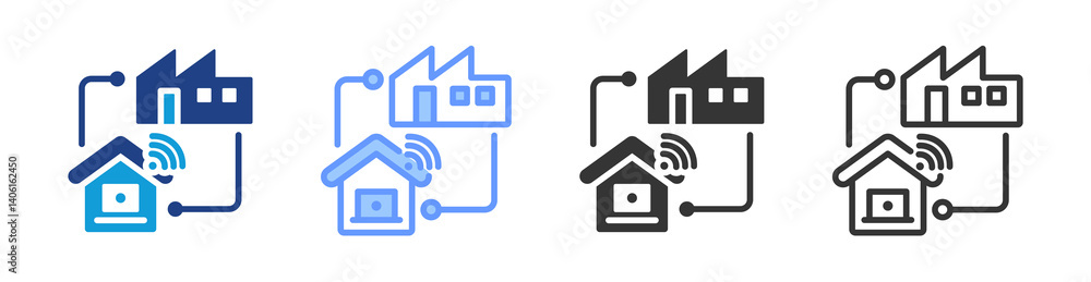 Poster Remote Work icon set multiple style collection