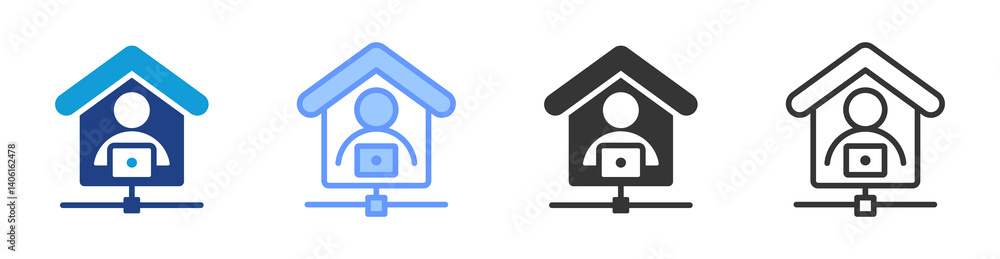 Aufkleber Telework icon set multiple style collection