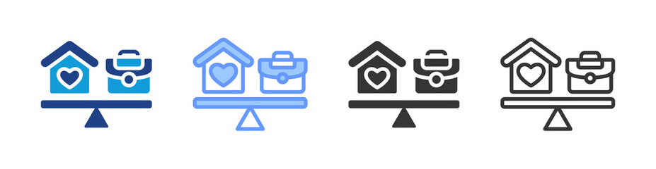 Work Life Balance icon set multiple style collection