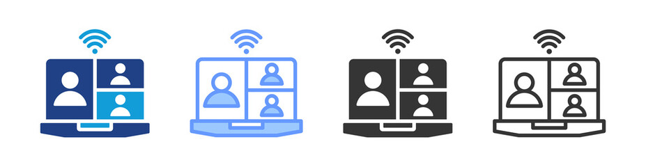 Telecommute icon set multiple style collection