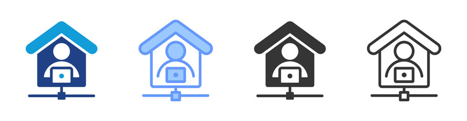 Telework icon set multiple style collection