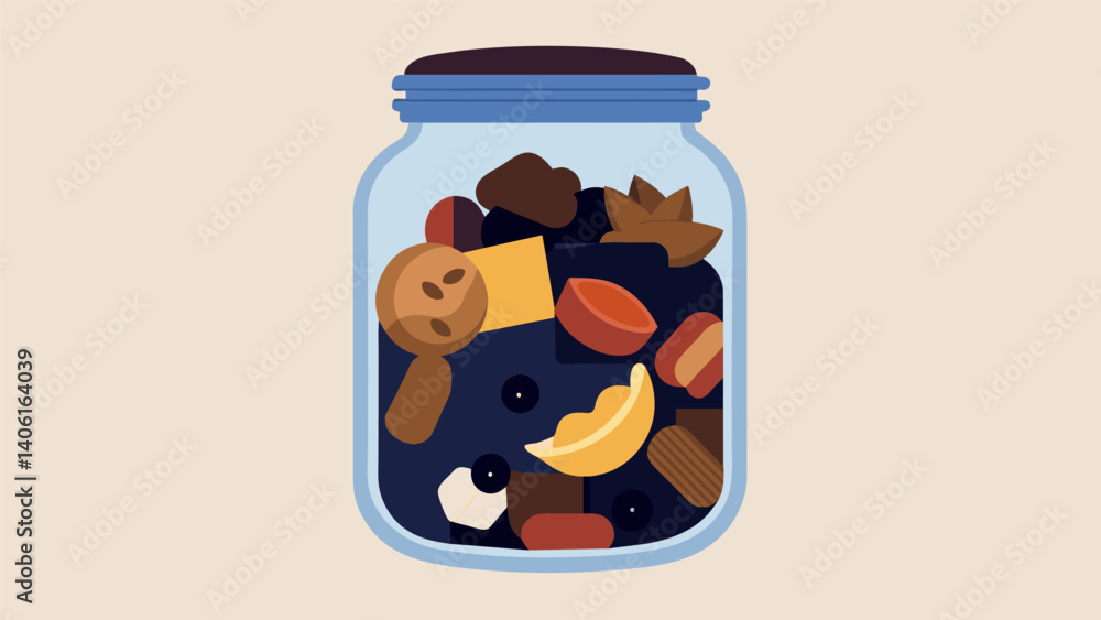 Poster a jar of mixed nuts dried fruits and dark chocolate chunks providing a quick and easy source of ener