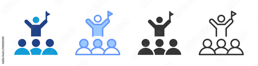 Poster Leader icon set multiple style collection