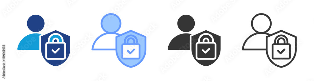 Poster Privacy icon set multiple style collection