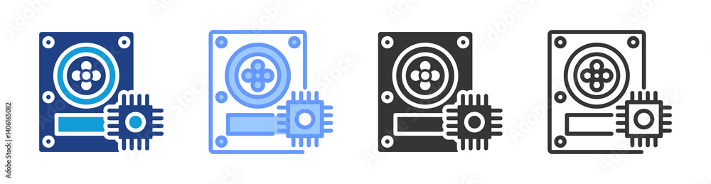 Poster Hardware icon set multiple style collection