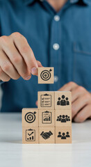 Building Success: Goal Setting, Teamwork, & Strategy with Wooden Blocks | Business Goals, Management, Achievement