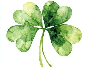 Watercolor Clover Leaf, isolated, green, botanical, illustration, design, element, spring, nature, background