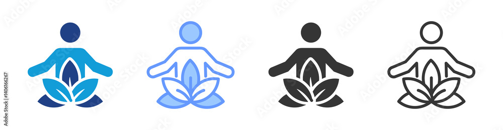 Poster inner peace icon set multiple style collection