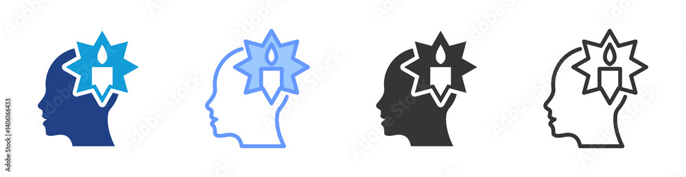 Poster Enlightenment icon set multiple style collection