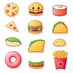 Food Stickers Collection Featuring Emoji-Style Snacks  