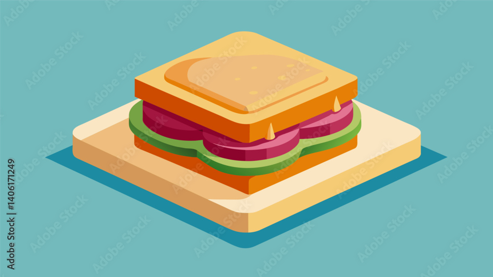 Poster a futuristic take on the classic pbj with geometric shapes of peanut butter and jelly layered togeth