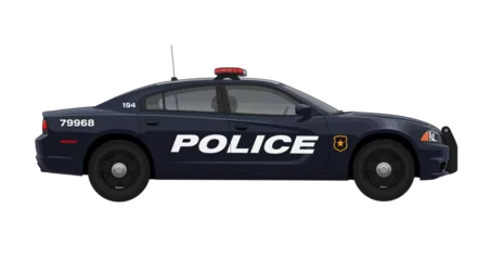 Fotobehang Auto Police Car Modern Patrol Vehicle Cartoon Toy No Background Vector Transparent  © DisplayToons