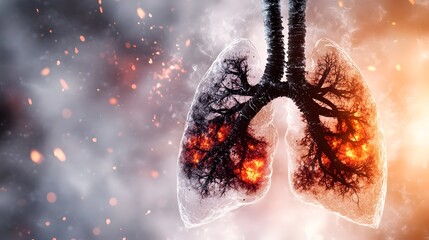 Severe lung damage from smoking depicted in medical