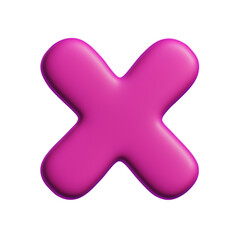 Bold 3D pink "X" symbol with a smooth, rounded texture on a transparent background. The glossy, soft-edged design gives a playful yet striking visual effect.