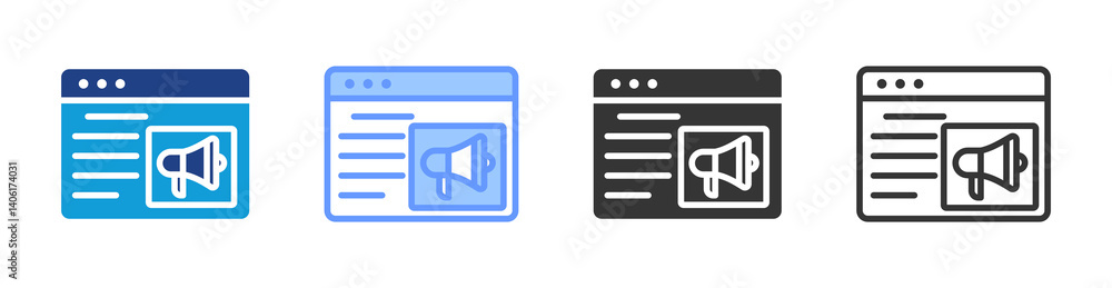 Poster advertisement icon set multiple style collection
