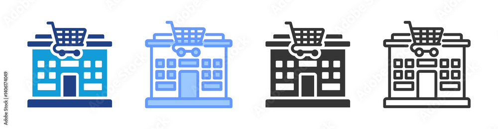Poster market icon set multiple style collection