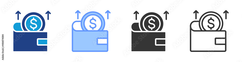 Poster profit icon set multiple style collection
