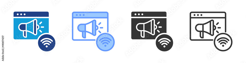 Poster digital marketing icon set multiple style collection