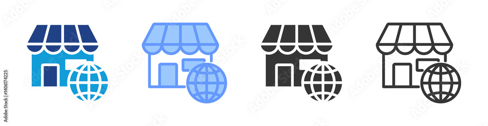 Poster Ecommerce icon set multiple style collection