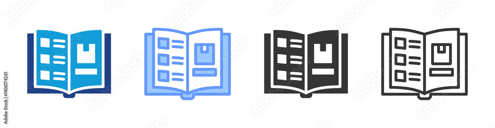 Poster catalog icon set multiple style collection