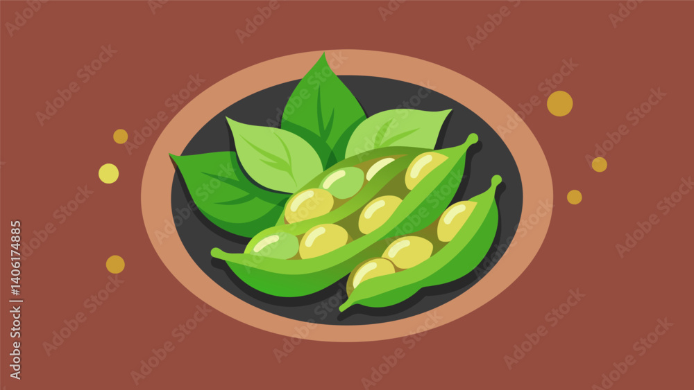 Poster a display of roasted edamame lightly salted and perfect for satisfying cravings.. vector illustratio