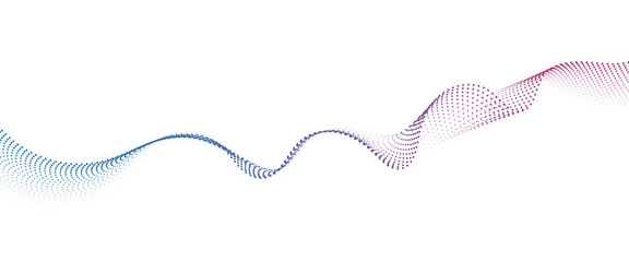 Flowing Dot Wave halftone gradient pattern on transparent background	
