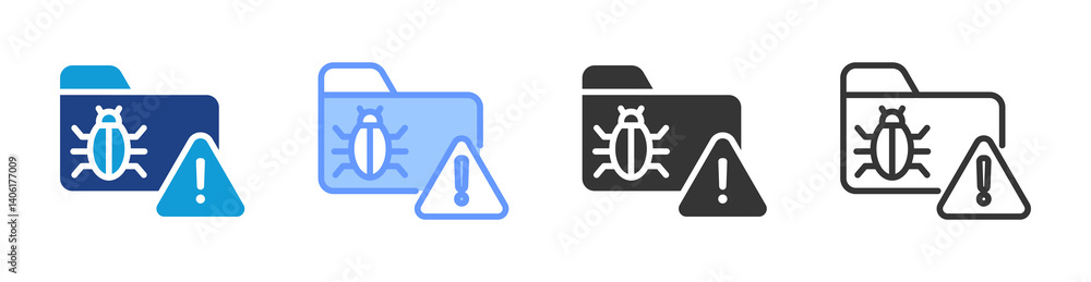 Poster Debugging icon set multiple style collection