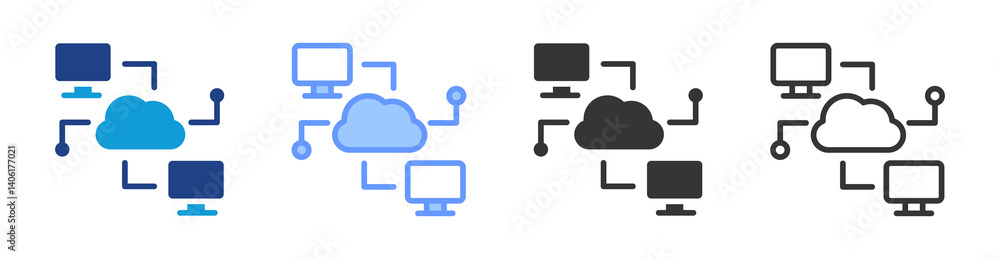 Aufkleber Distributed Computing icon set multiple style collection