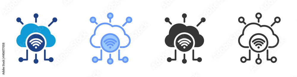 Poster Iot icon set multiple style collection