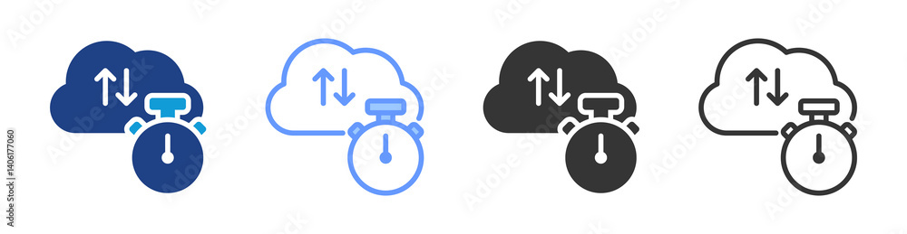 Poster Latency icon set multiple style collection
