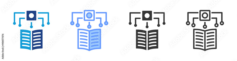Poster Machine Learning icon set multiple style collection