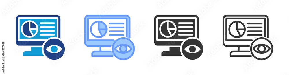 Poster Monitoring icon set multiple style collection