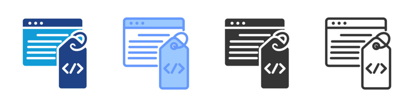 Metadata icon set multiple style collection