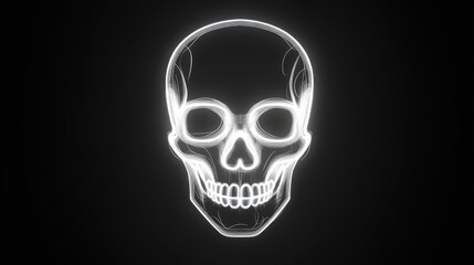Fototapeta premium Glowing Skull Illustration Abstract Light Art Dark Background Halloween Design Spectral Ima