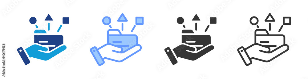 Poster Datafication icon set multiple style collection