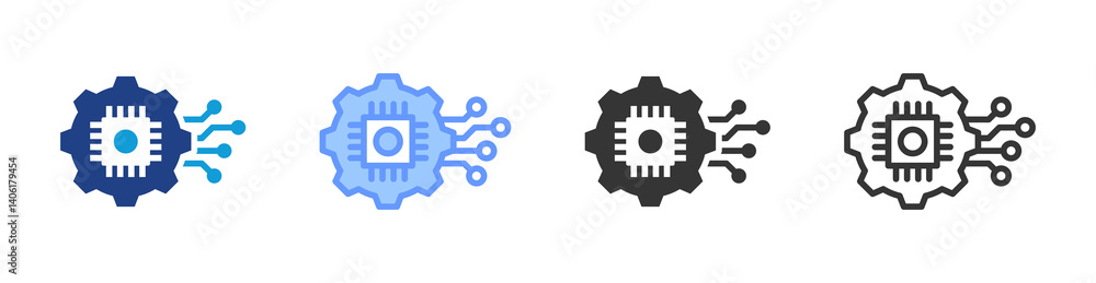Aufkleber Digitalization icon set multiple style collection