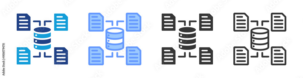 Poster Big Data icon set multiple style collection