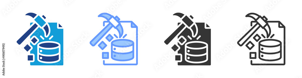 Aufkleber Data Mining icon set multiple style collection